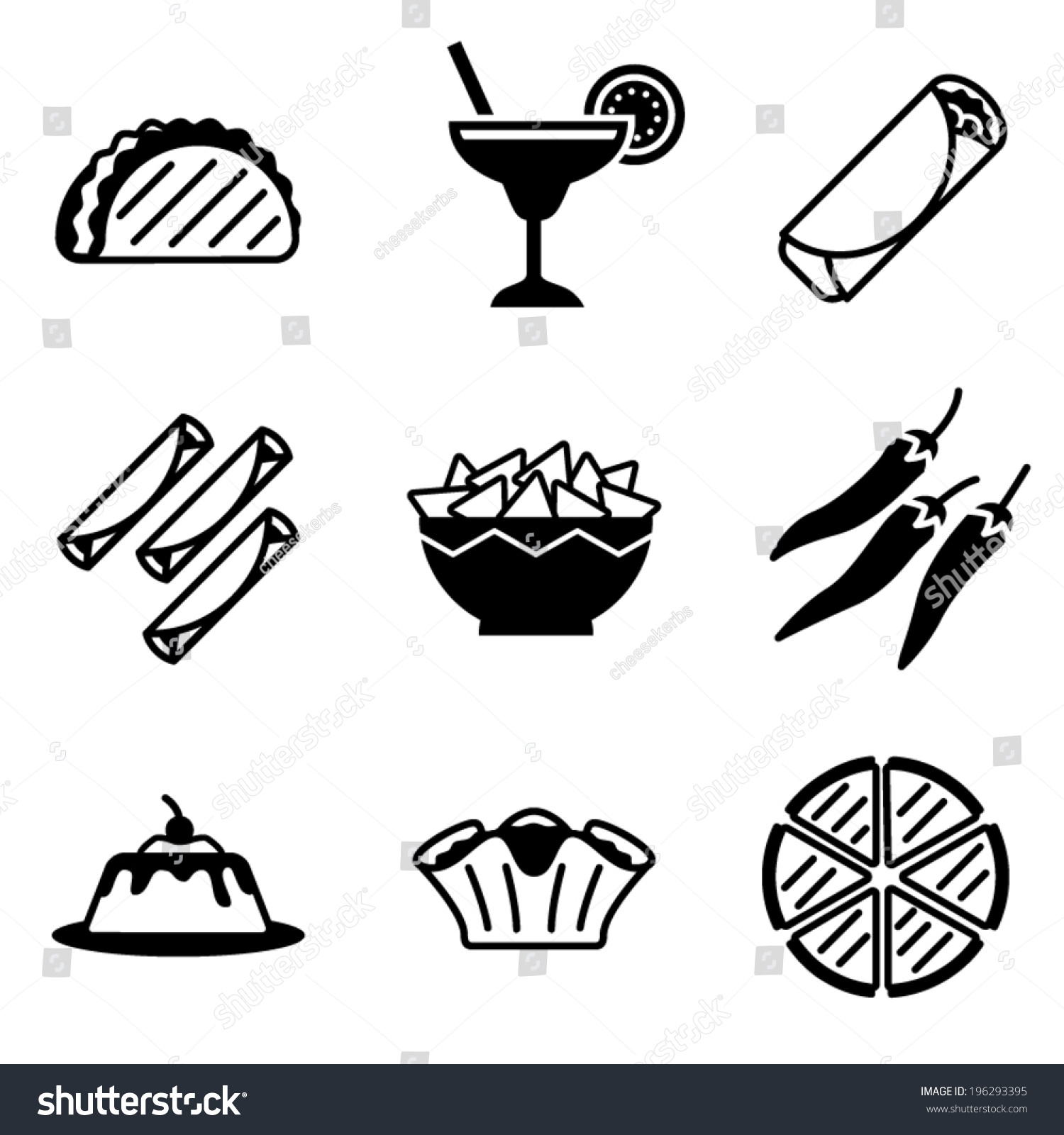 SVG of vector mexican food icons svg