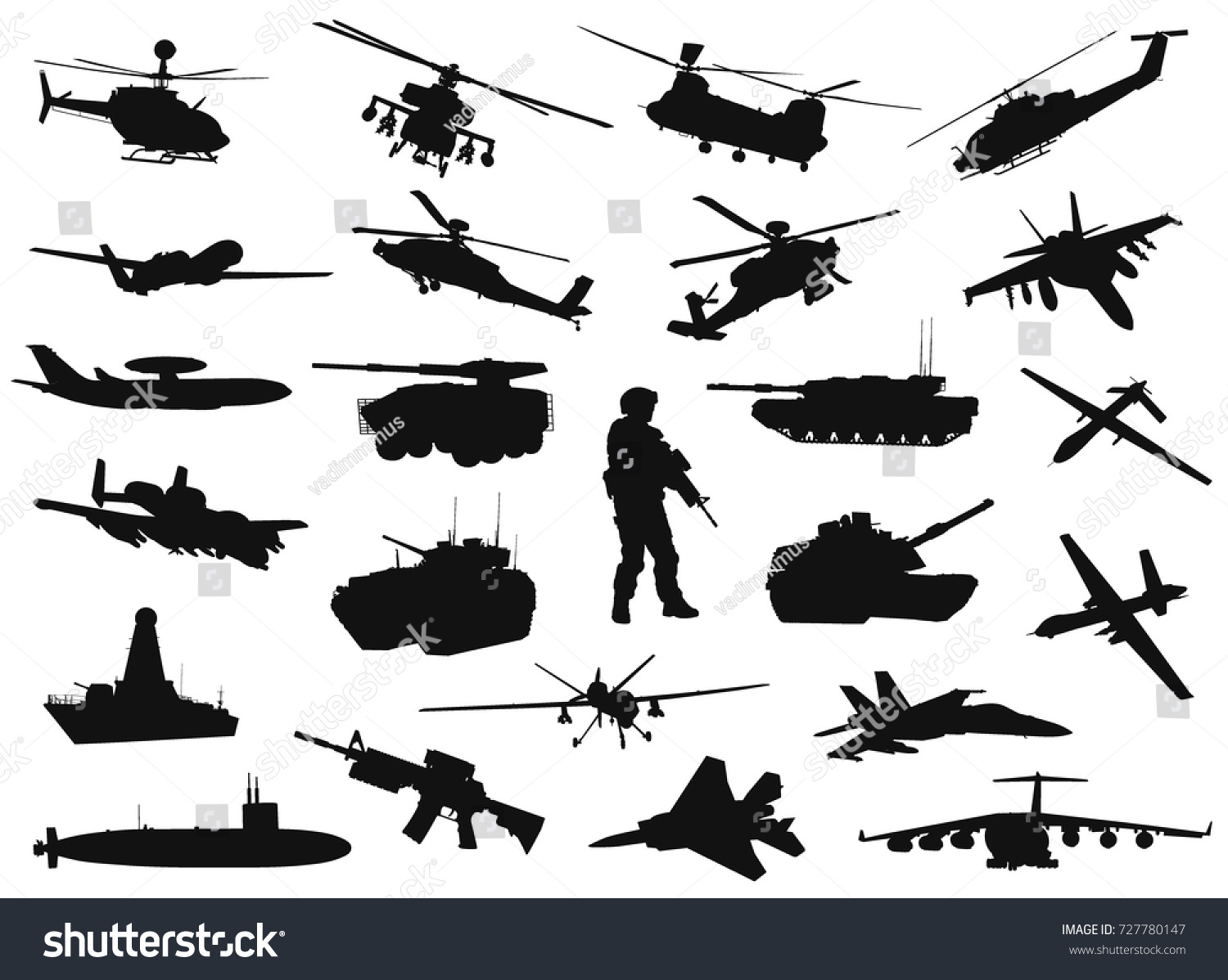 Vector Military Silhouettes Collection Stock Vector (Royalty Free ...