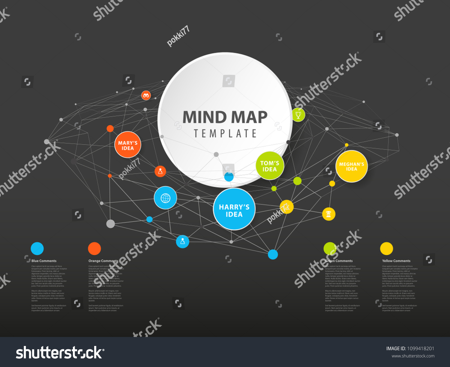 Vector Mind Map Template Colorful Circles Stock Vector Royalty Free 1099418201