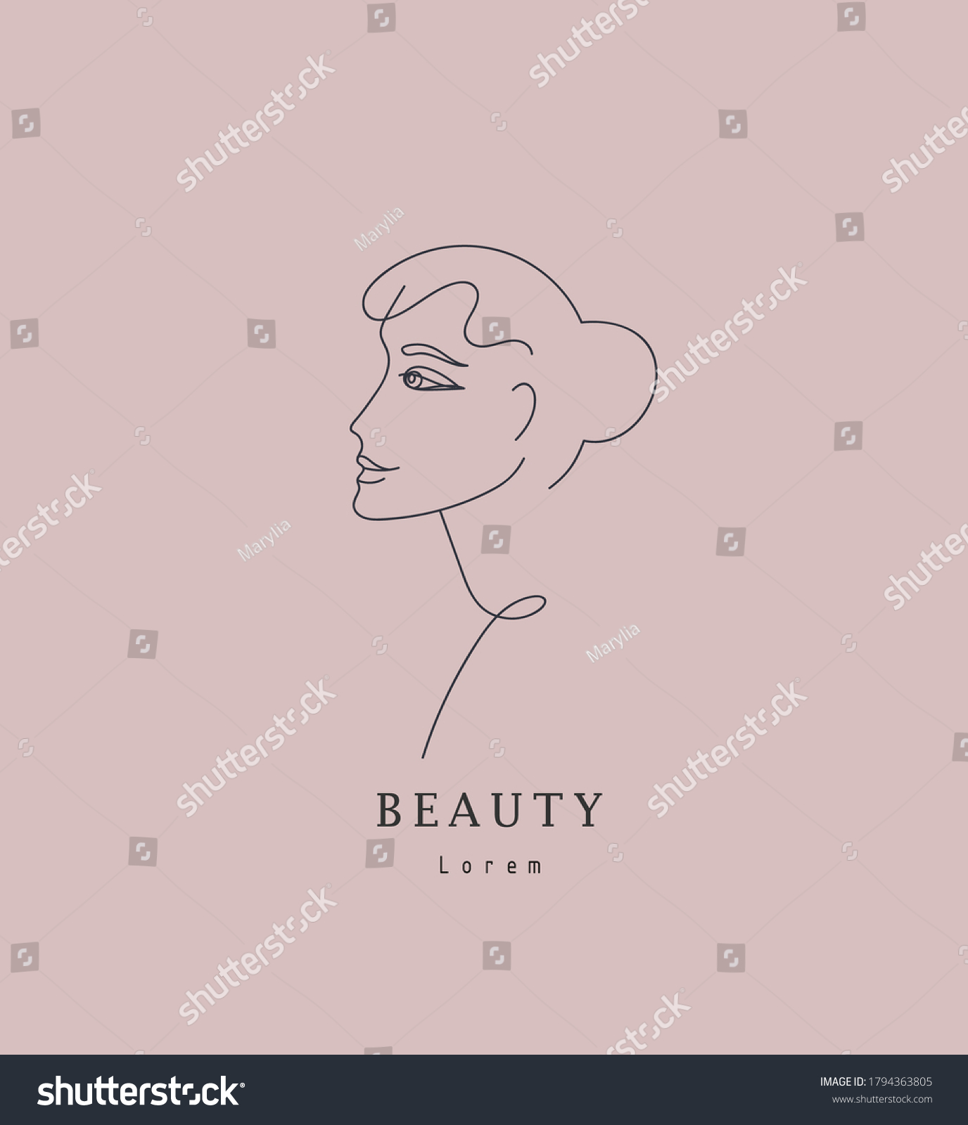 Vector Minimalist Linear Woman Illustration Abstract Stock Vector Royalty Free 1794363805 1453