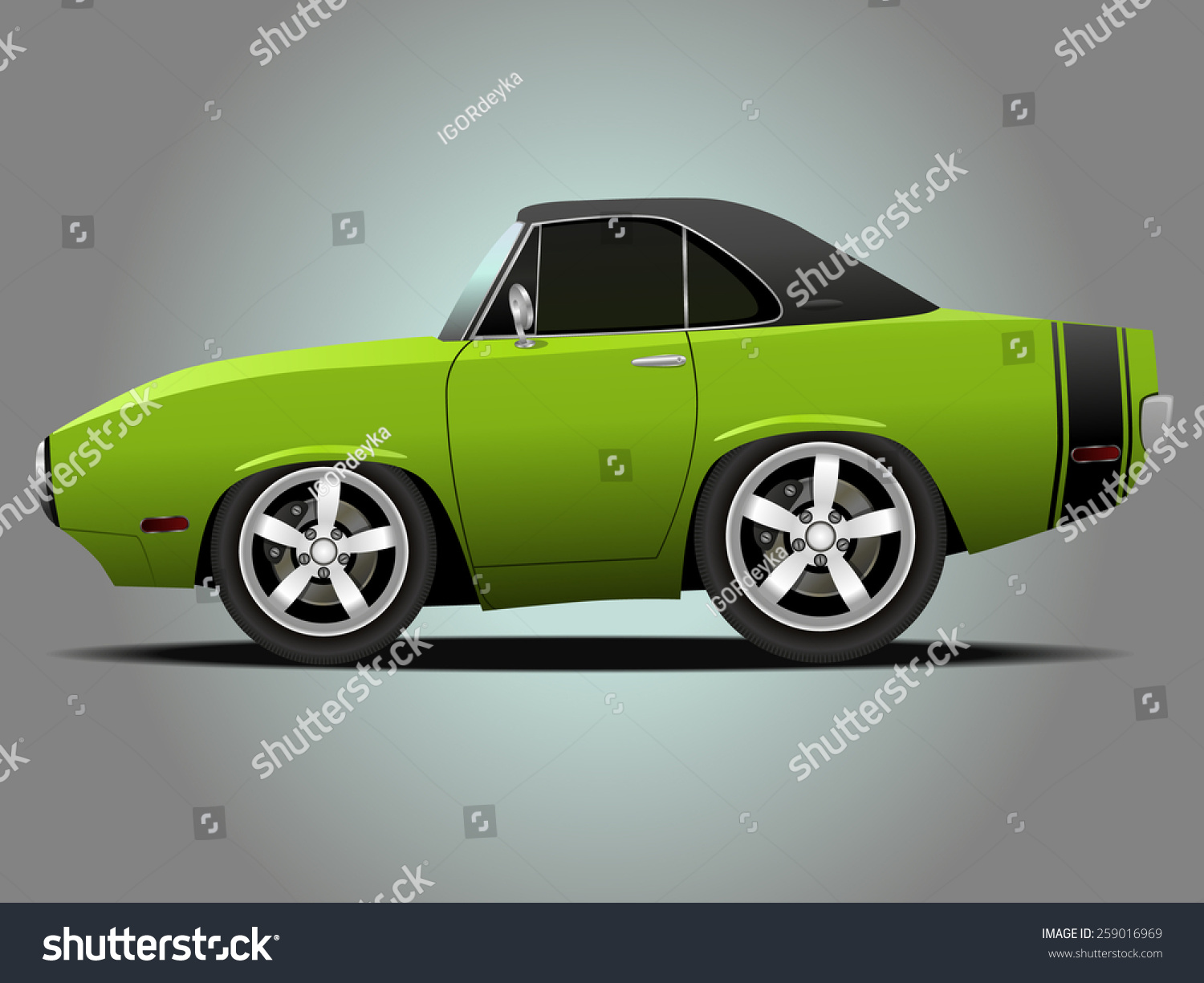 Vector Modern Cartoon Car Muscle Car Stock Vector (Royalty Free