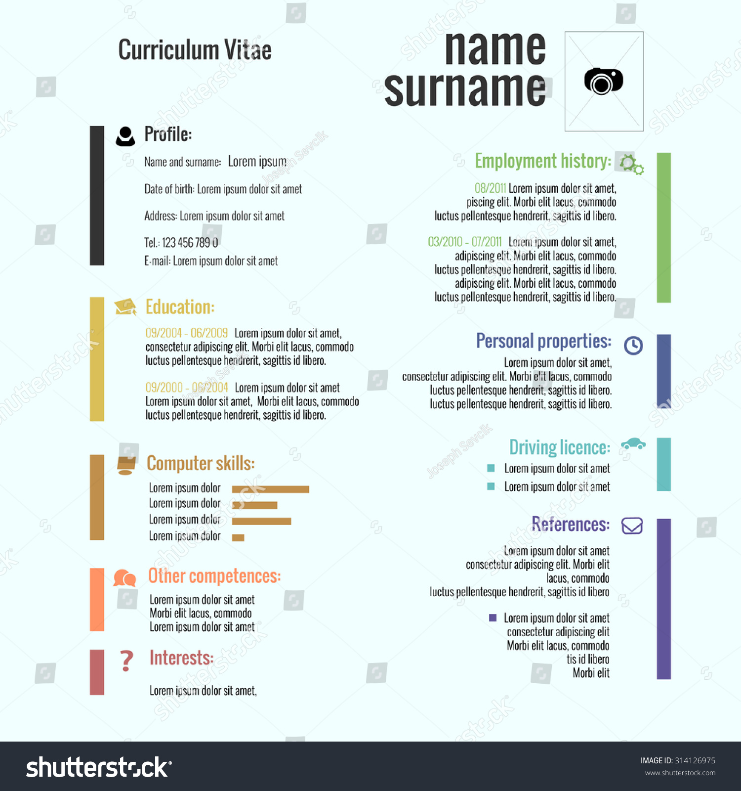 vector modern cv resume template のベクター画像素材 ロイヤリティ