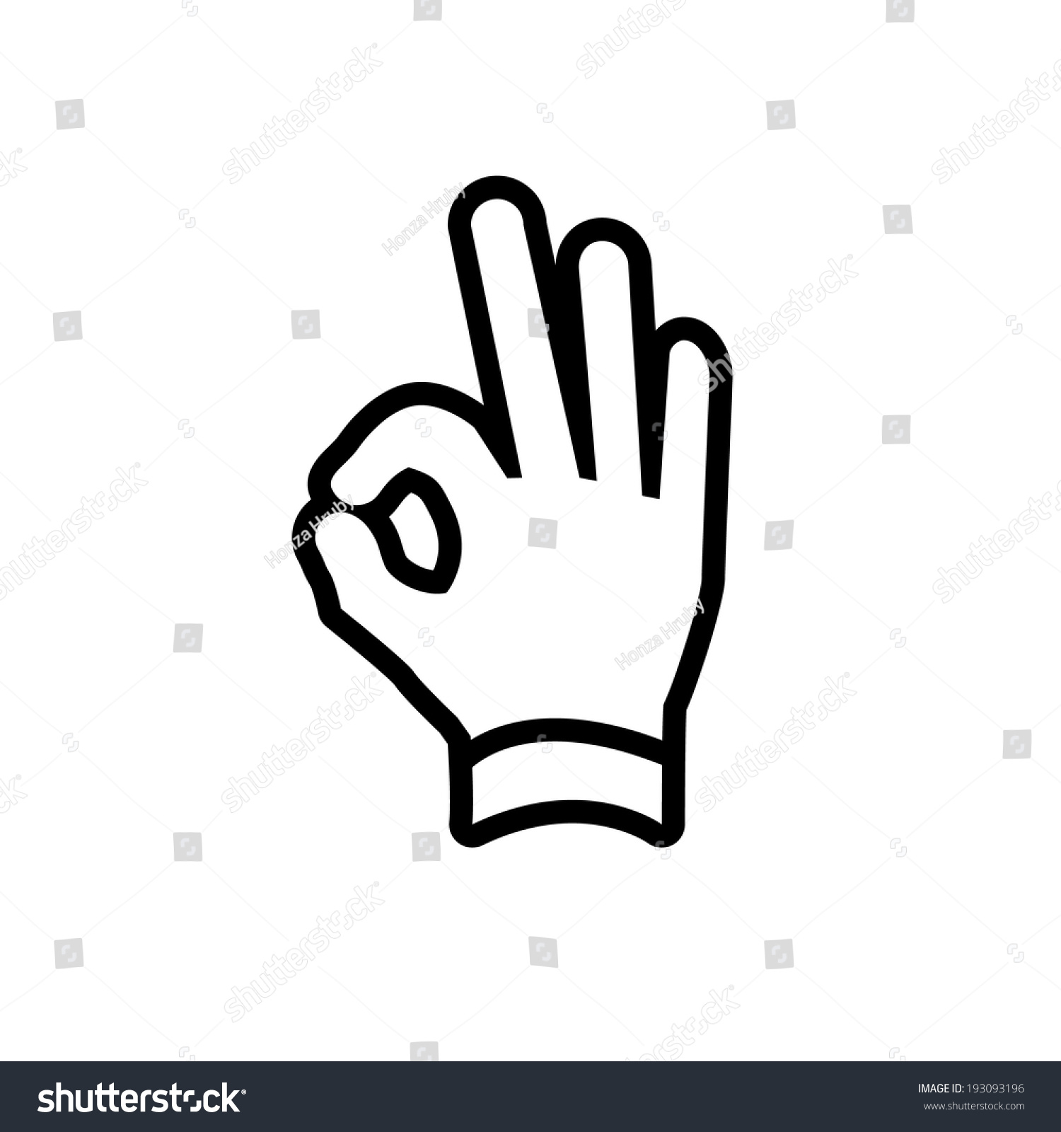 Vector Modern Flat Design Hand Ok Fingers Gesture Icon Black Isolated ...