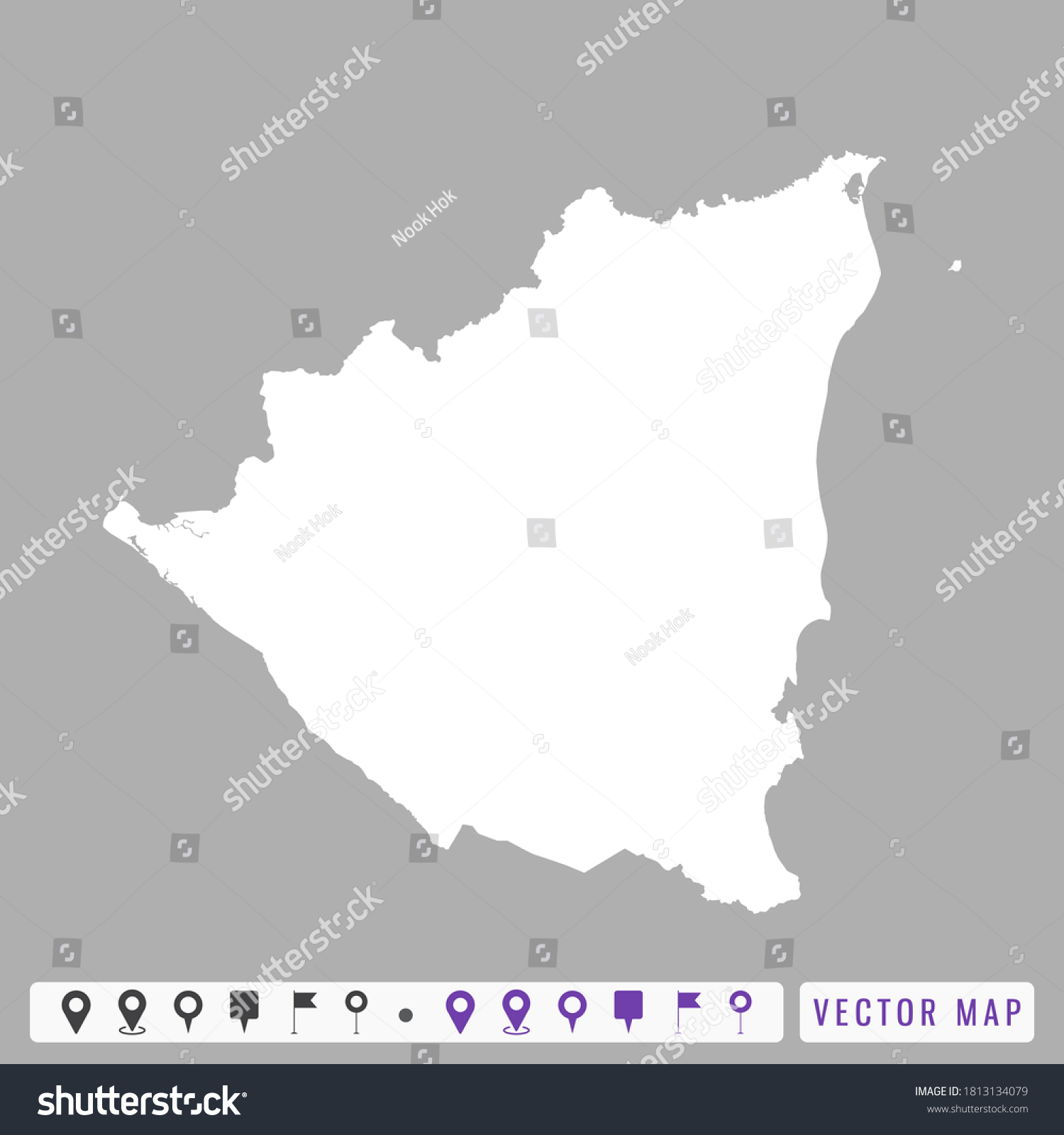 Vector Modern Map Nicaragua Stock Vector (Royalty Free) 1813134079 ...