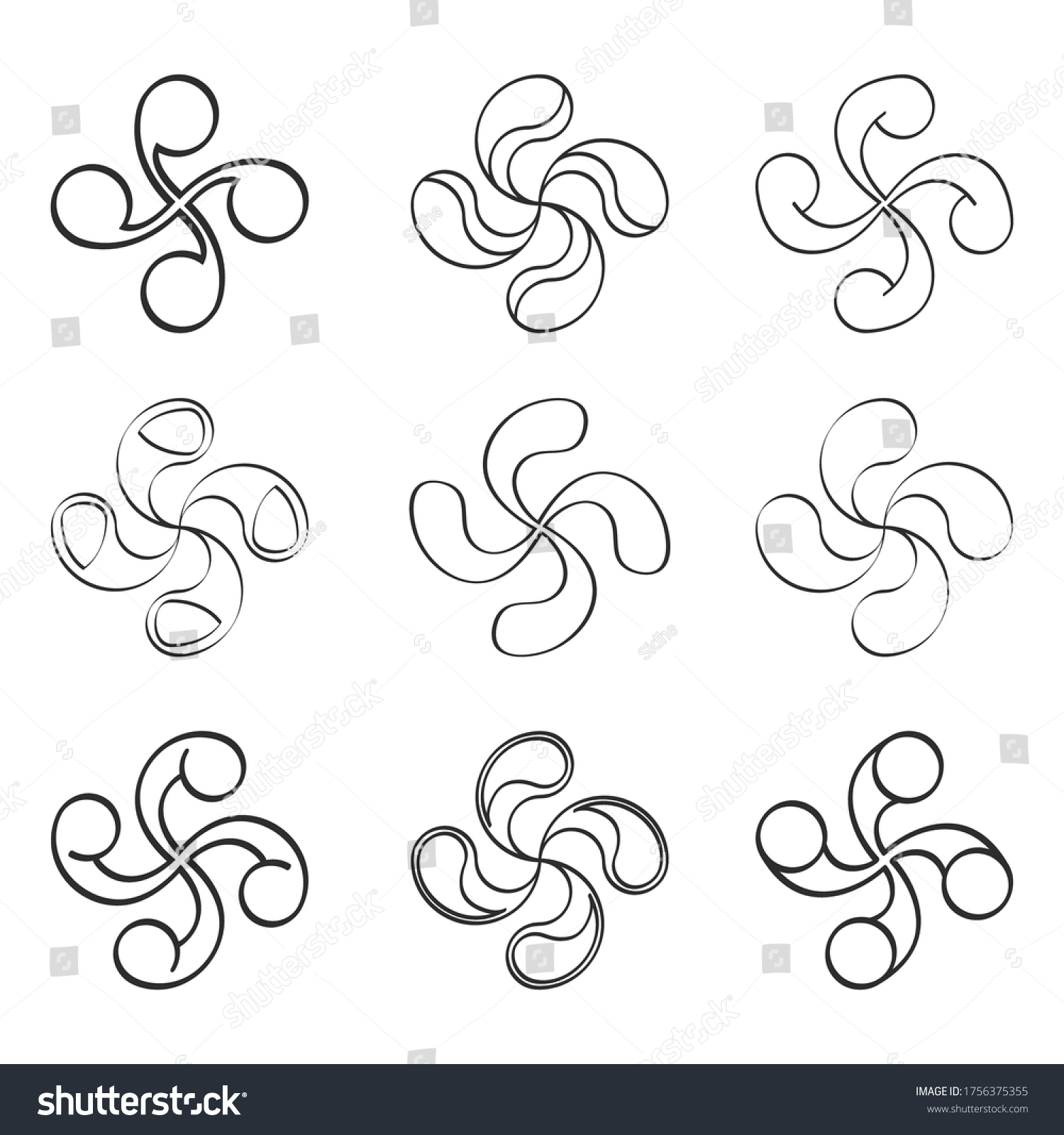 Vector Monochrome Icon Set Basque Cross Stock Vector (Royalty Free ...