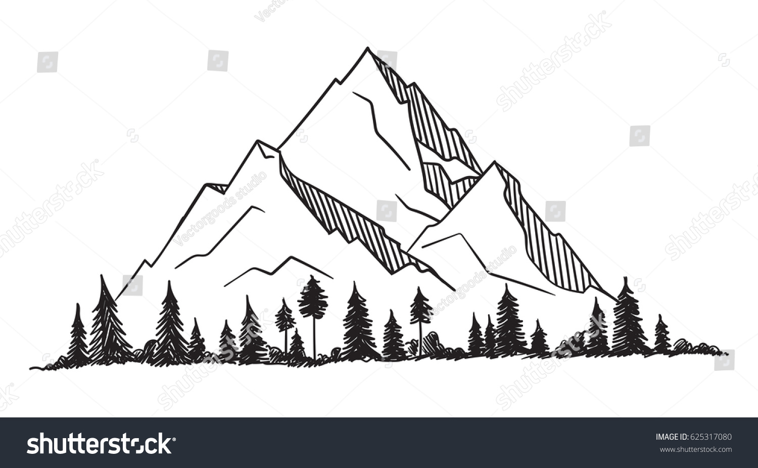 Vector Mountain Texture Sketch Illustration Quote Stock Vector (Royalty ...