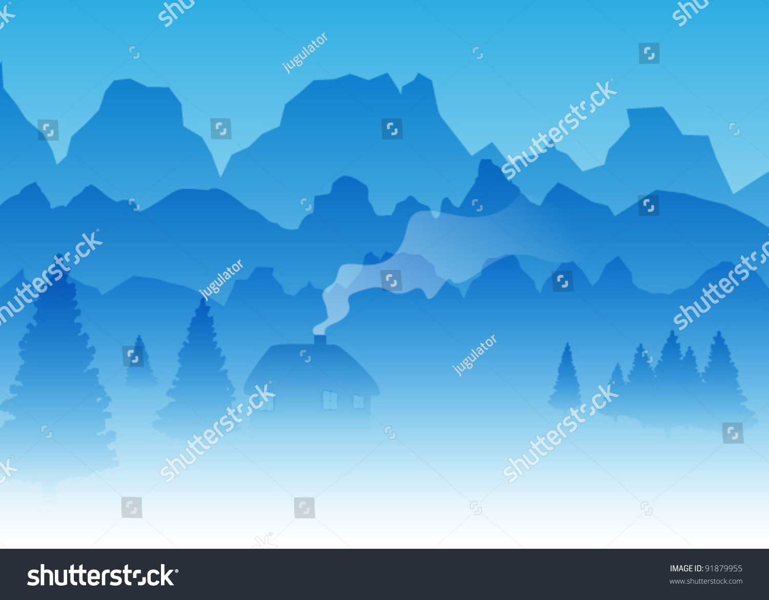 Vector Mountains Pine Trees Log Natural Stock Vector 91879955 ...