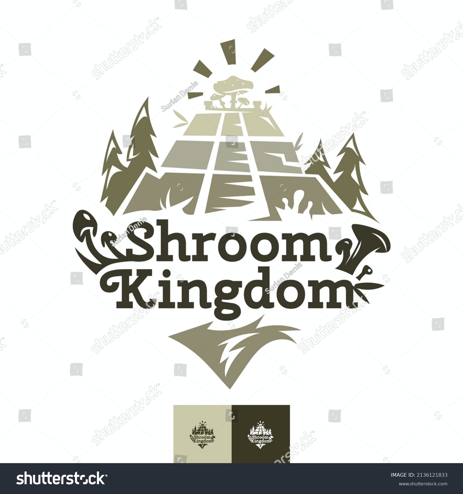 Vector Mushroom Kingdom Logo Design Stock Vector (Royalty Free