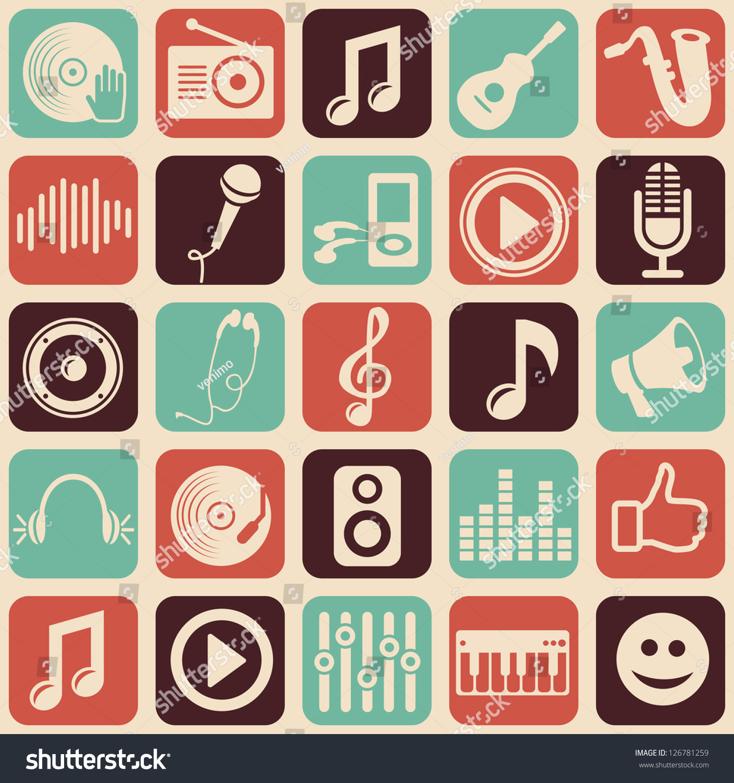 Vector Music Seamless Pattern With Icons And Pictograms - 126781259 ...