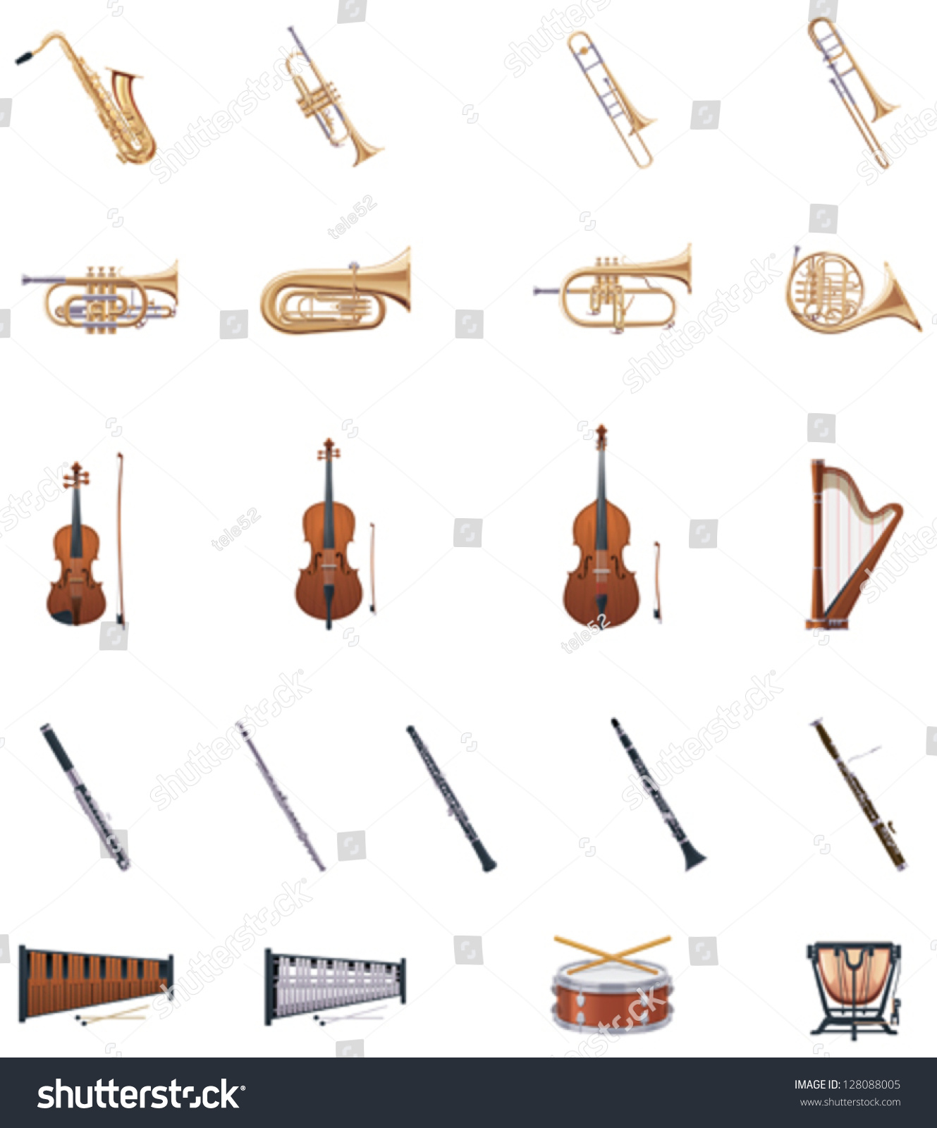 Vector Musical Instruments Orchestra Icon Set Stock Vector 128088005 ...