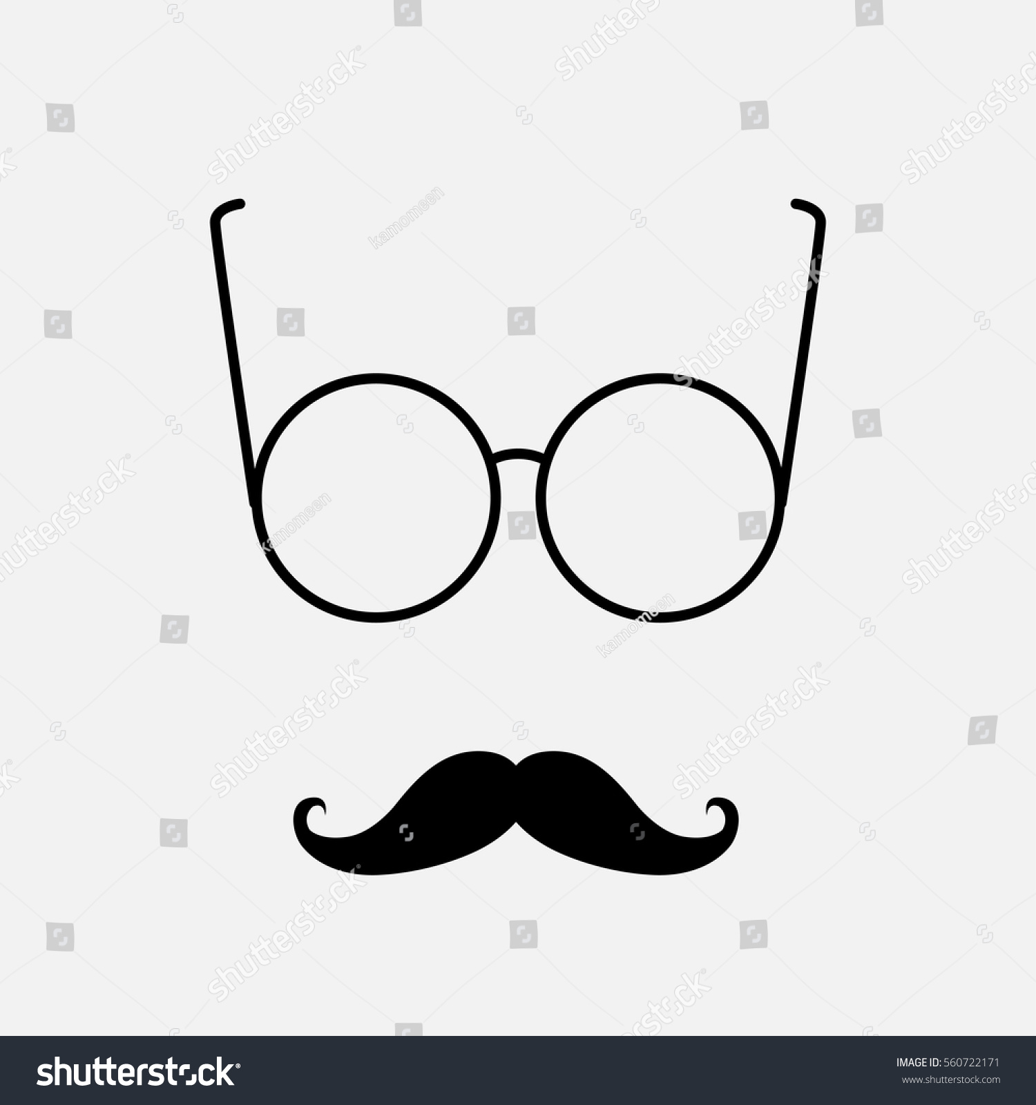 Vector Mustache Glasses Icon On White Stock Vector (Royalty Free) 560722171