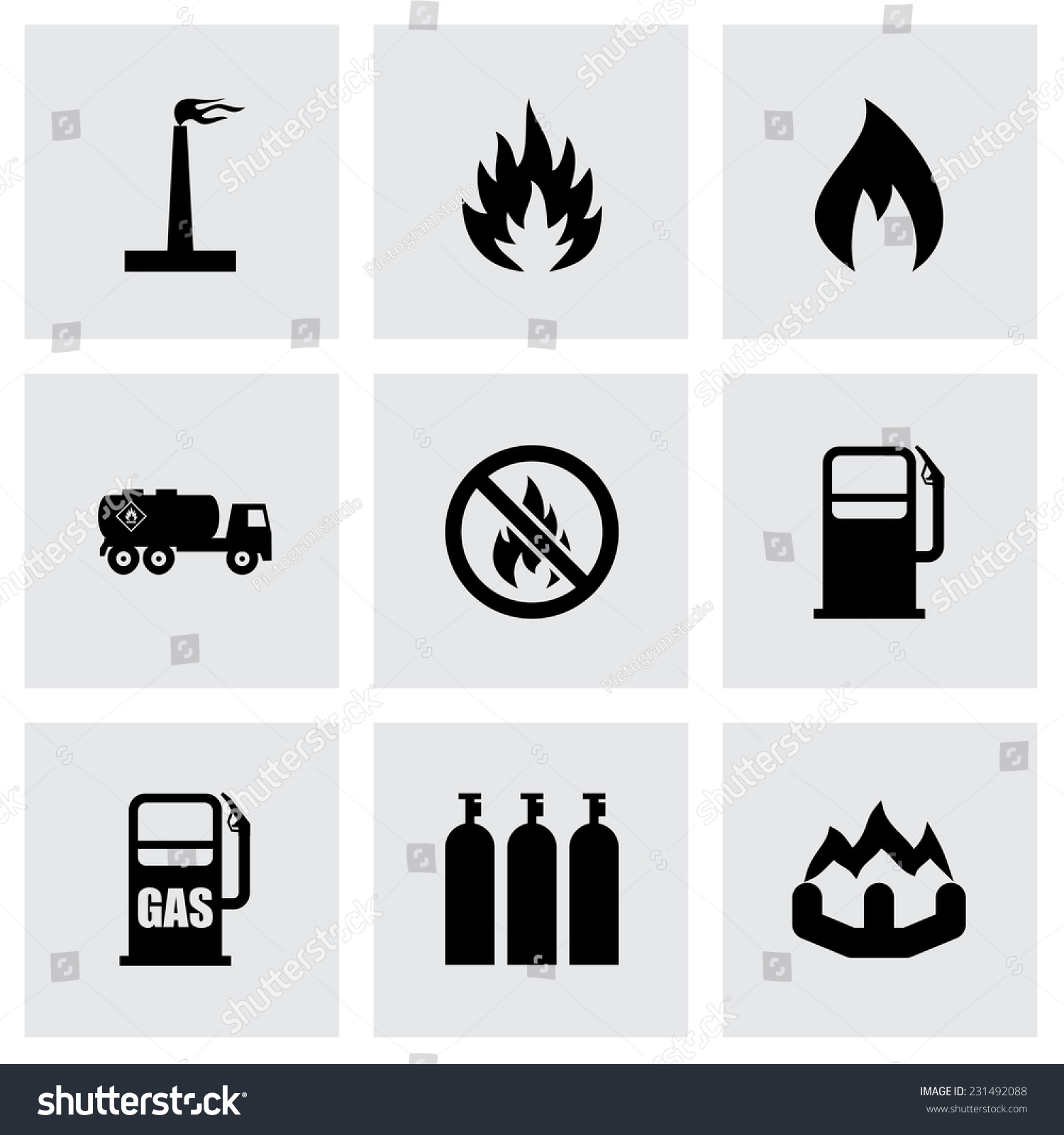 Vector Natural Gas Icon Set On 스톡 벡터 231492088 - Shutterstock