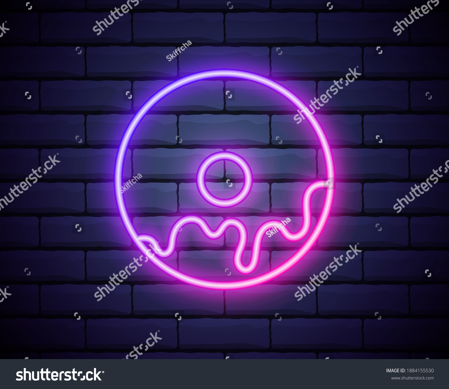 Vector Neon Donut Icon Template Glowing Stock Vector (Royalty Free ...