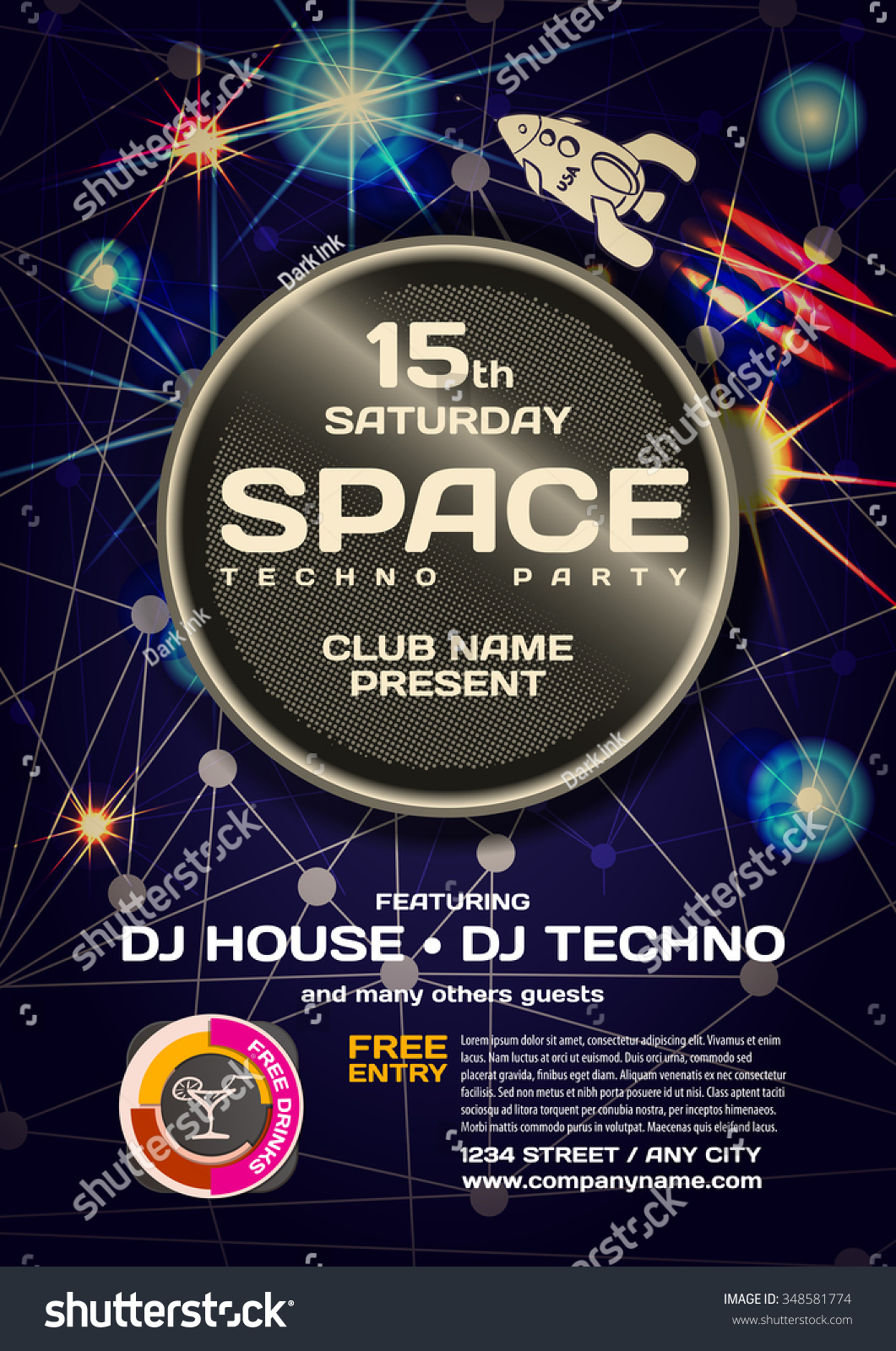 Lines and red circles in techno space leaflet Vector Image