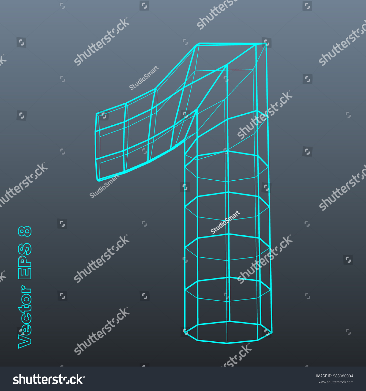 Vector Number Collection 1 Stylized Polygonal Stock Vector (Royalty ...