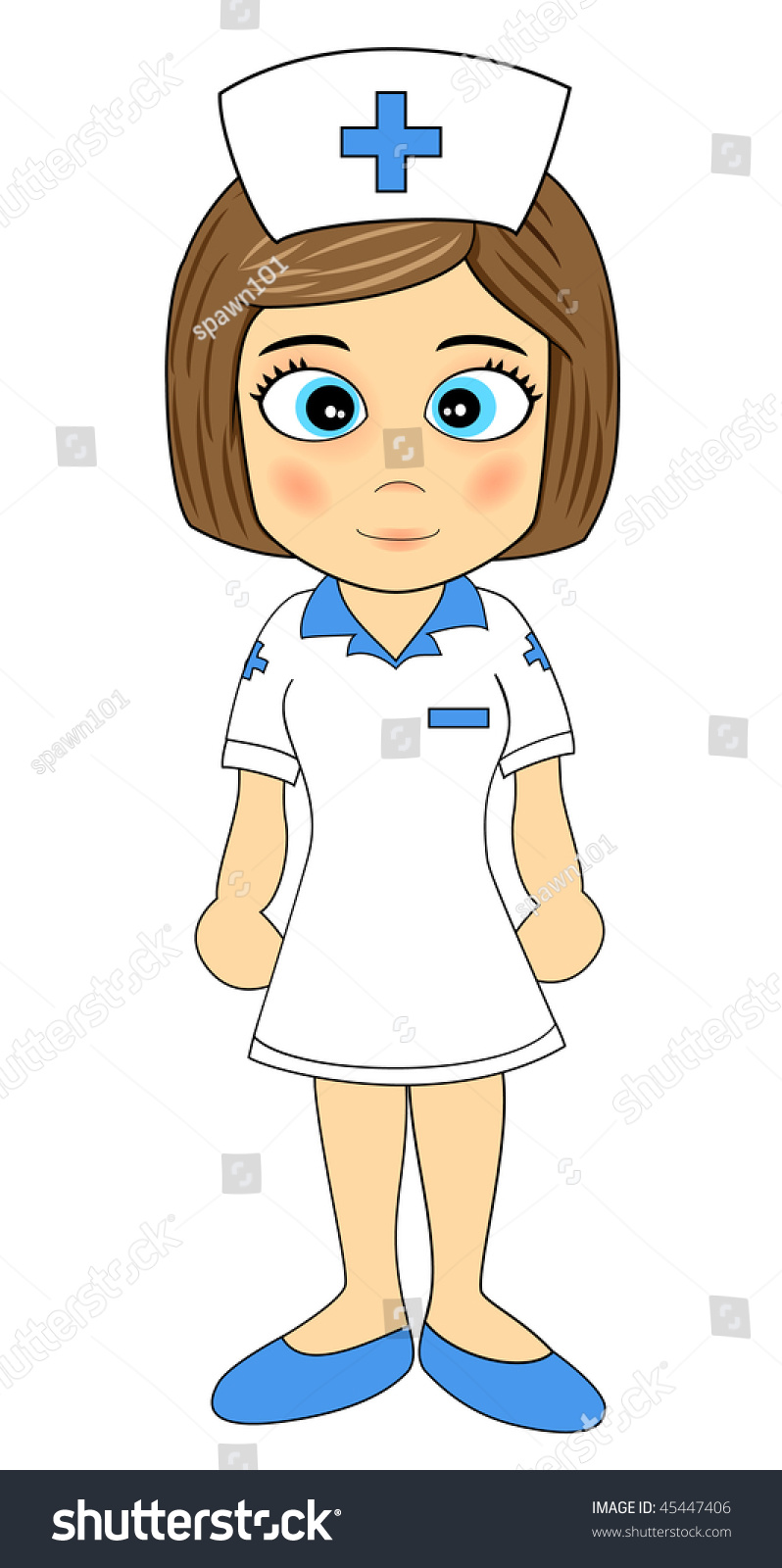 Vector Of A Cute Little Girl Nurse - 45447406 : Shutterstock