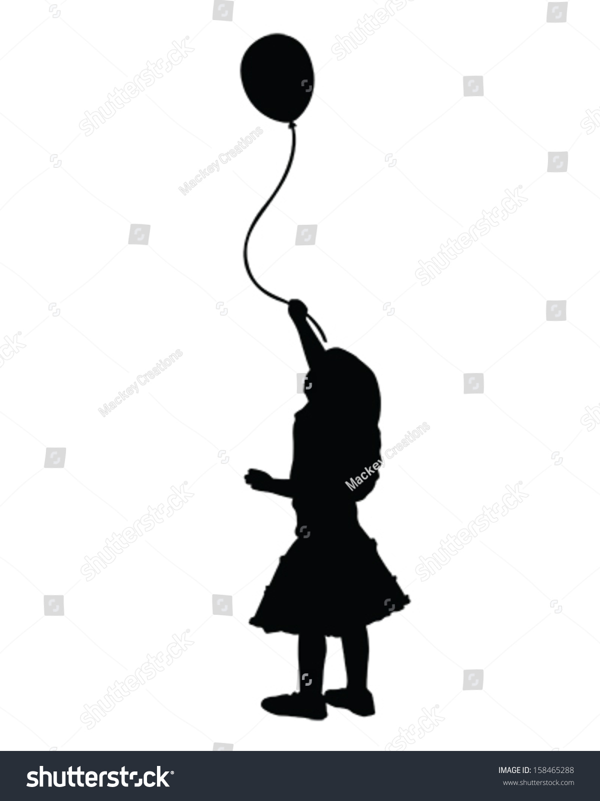 Vector Little Girl Holding Balloon Stock Vector (Royalty Free ...