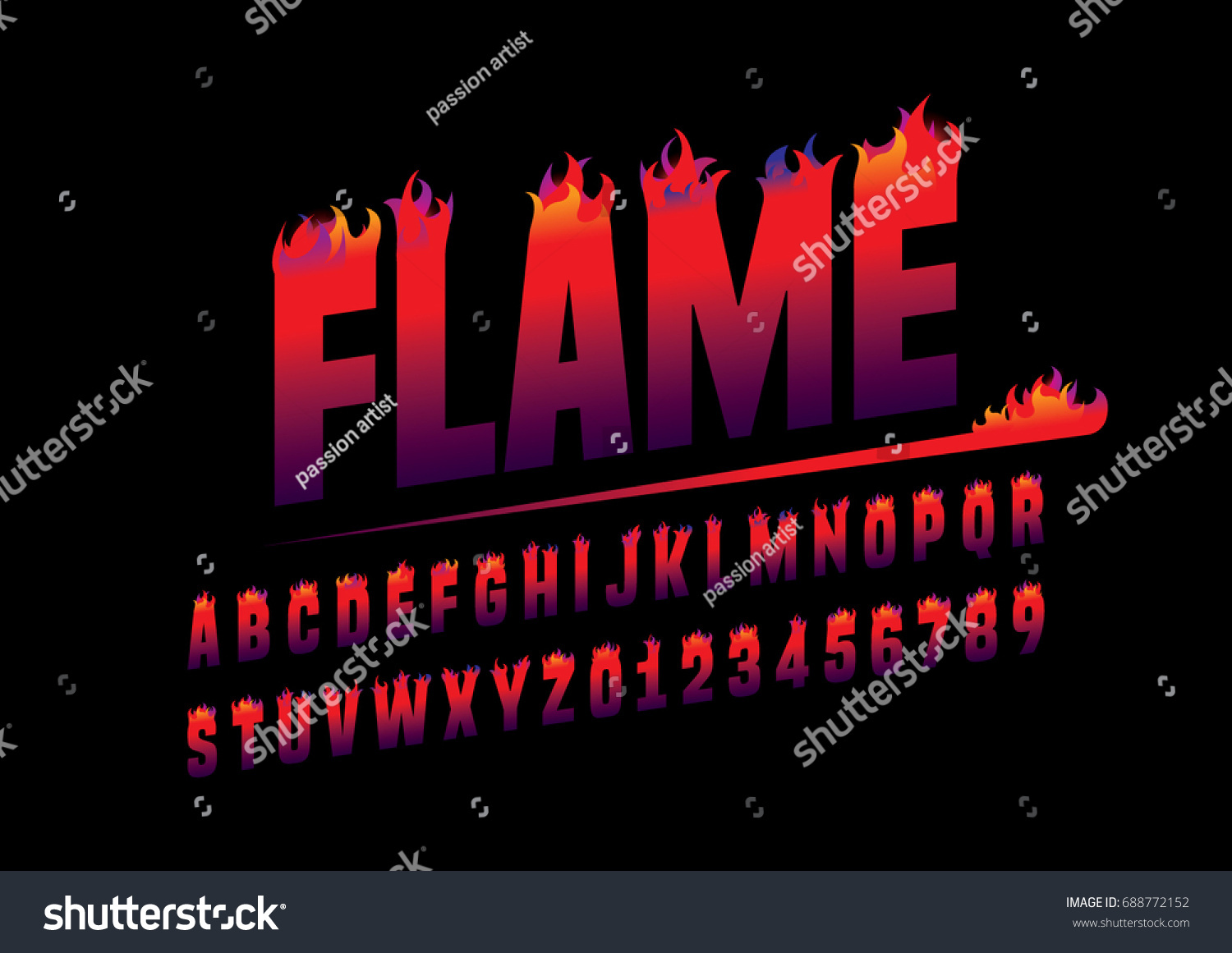 Vector Abstract Flaming Font Alphabet Stock Vector (Royalty Free) 688772152