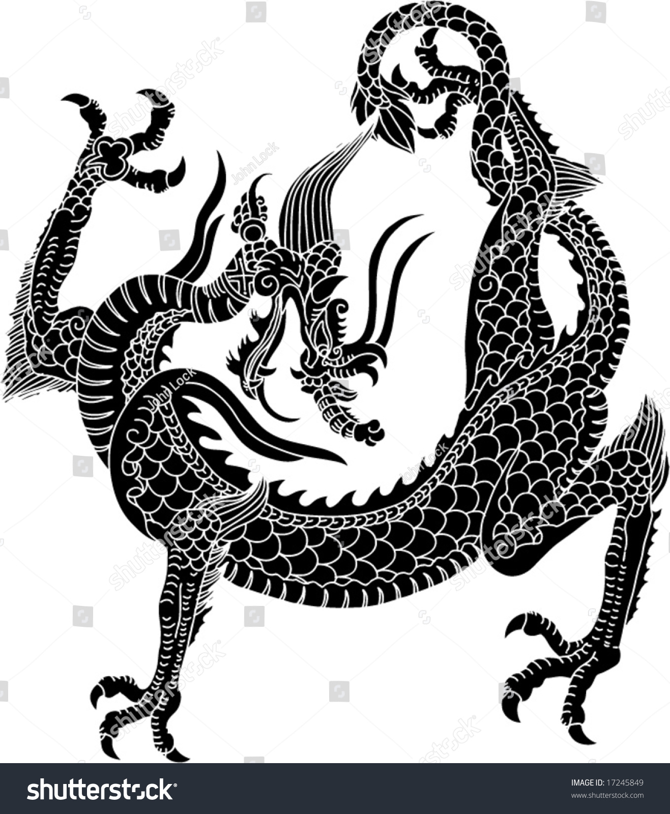 Vector Of Ancient Chinese Dragon Pattern - 17245849 : Shutterstock