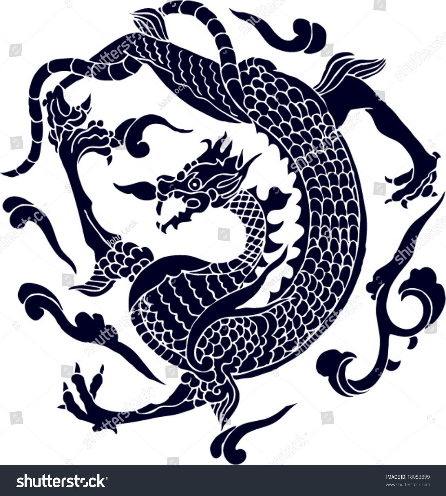 Vector Of Ancient Chinese Dragon Pattern - 18053899 : Shutterstock