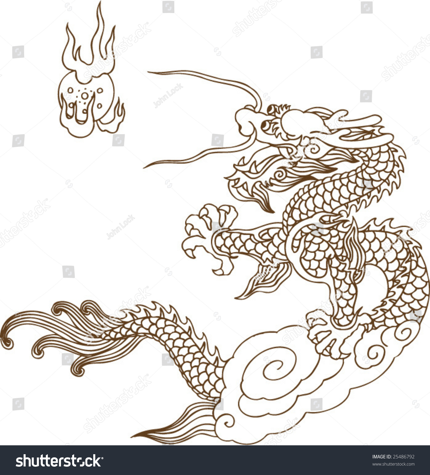 Vector Ancient Chinese Dragon Pattern Stock Vector 25486792 - Shutterstock