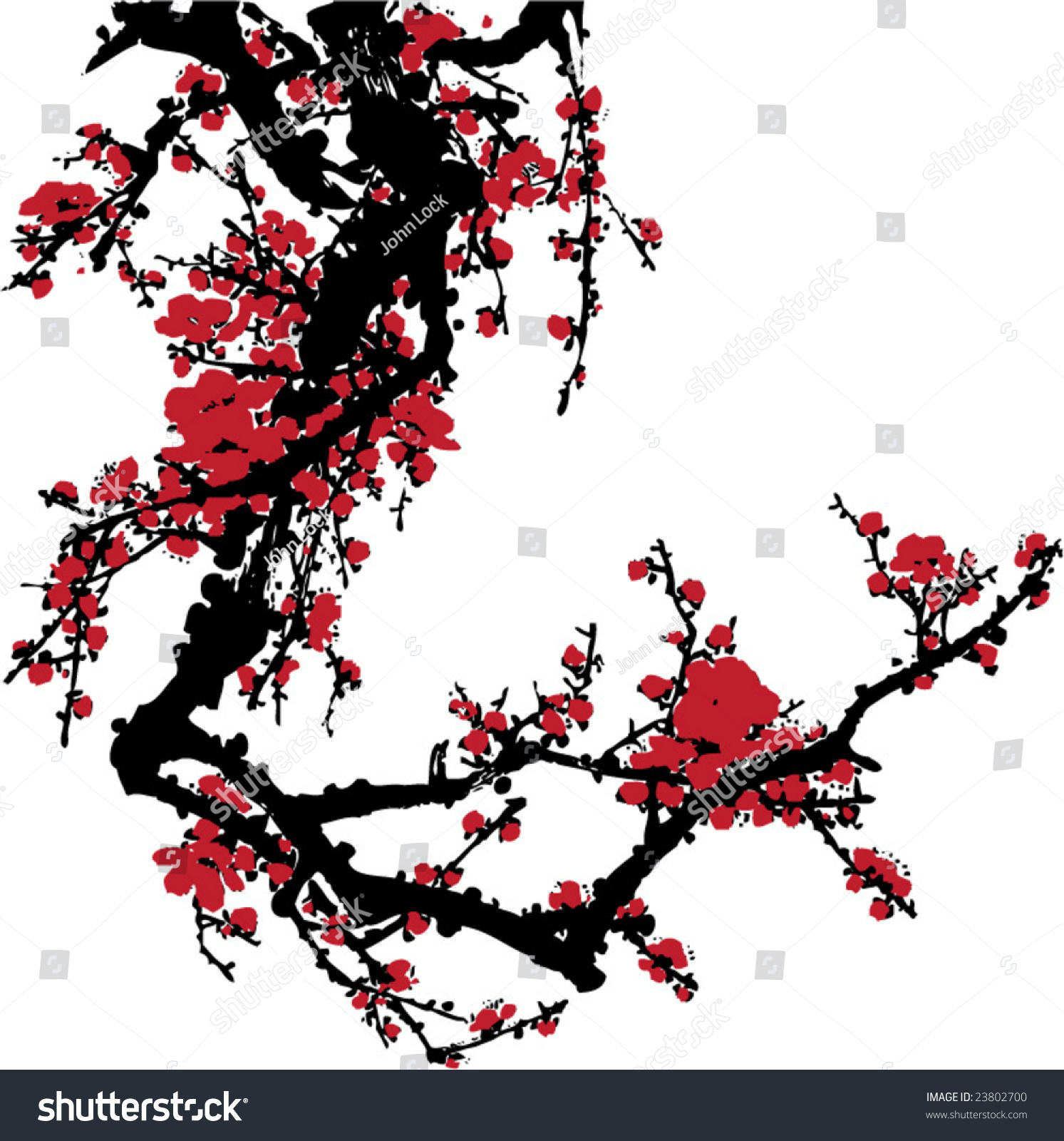 Vector Of Ancient Traditional Artistic Plum Blossom Pattern - 23802700 ...