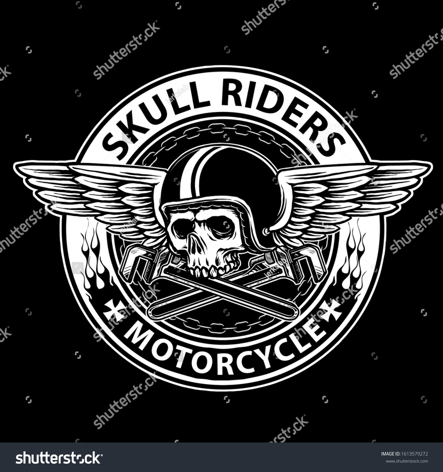 Vector Biker Skull Vintage Helmet Wings Stock Vector (Royalty Free ...