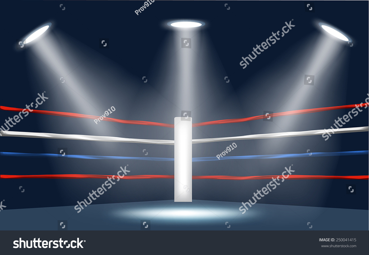 Vector Of Boxing Ring Corner Surrounded By Spotlight On A Dark Blue ...