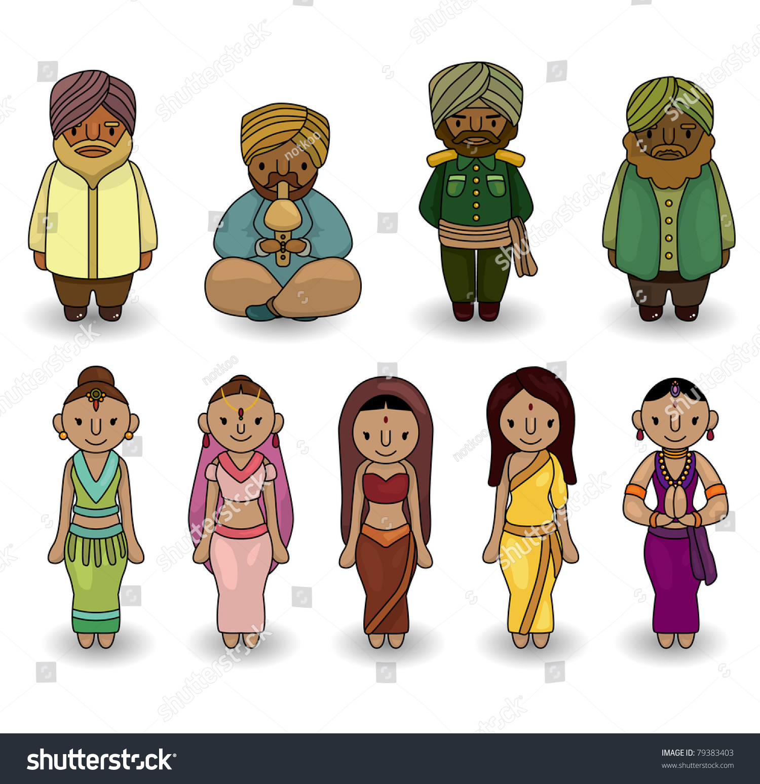 Vector Of Cartoon Indian Icon Set - 79383403 : Shutterstock