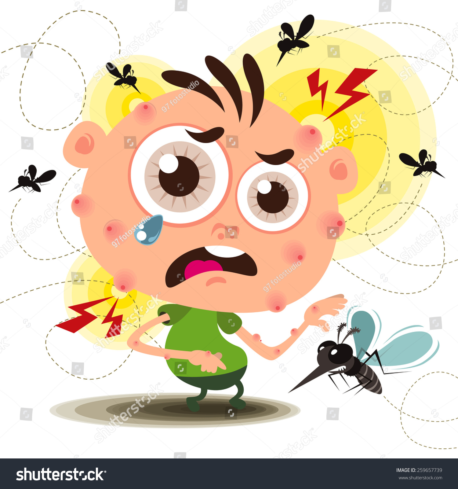 Vector Of Cartoon Mosquito Bite - 259657739 : Shutterstock