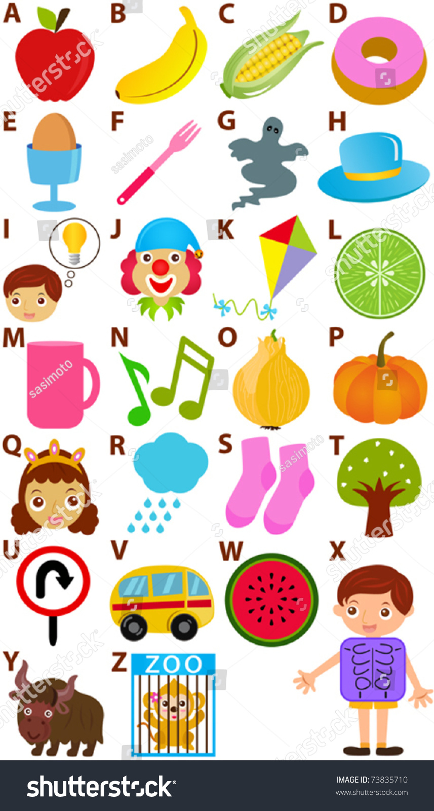 Vector Cartoons Alphabet Z Simple Dictionary Stock Vector (royalty Free 