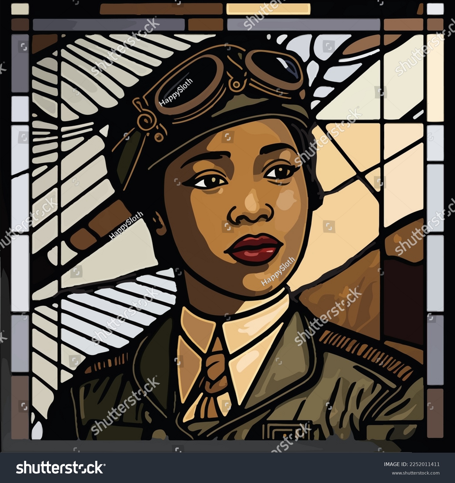 SVG of Vector of early African American aviator Bessie Coleman (1892-1926) svg