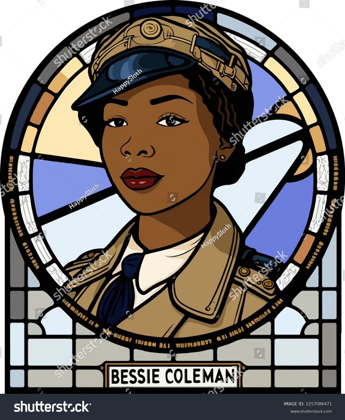 SVG of Vector of early African American aviator Bessie Coleman (1892-1926), name under portrait svg