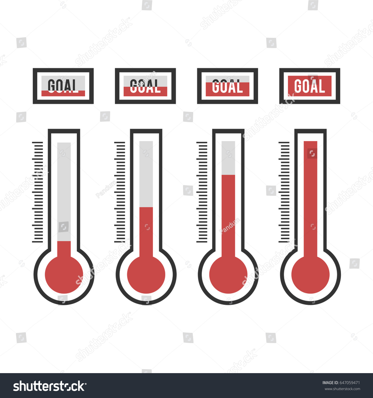 vector goal thermometers different levels illustration stock vector goal thermometer