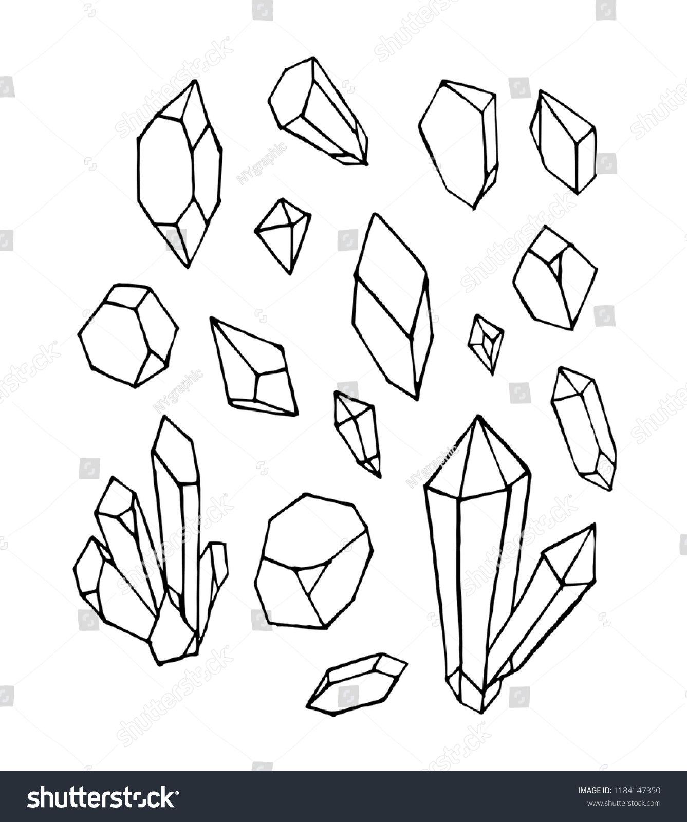 Vector Hand Draw Mineral Crystal Stone Stock Vector (Royalty Free ...