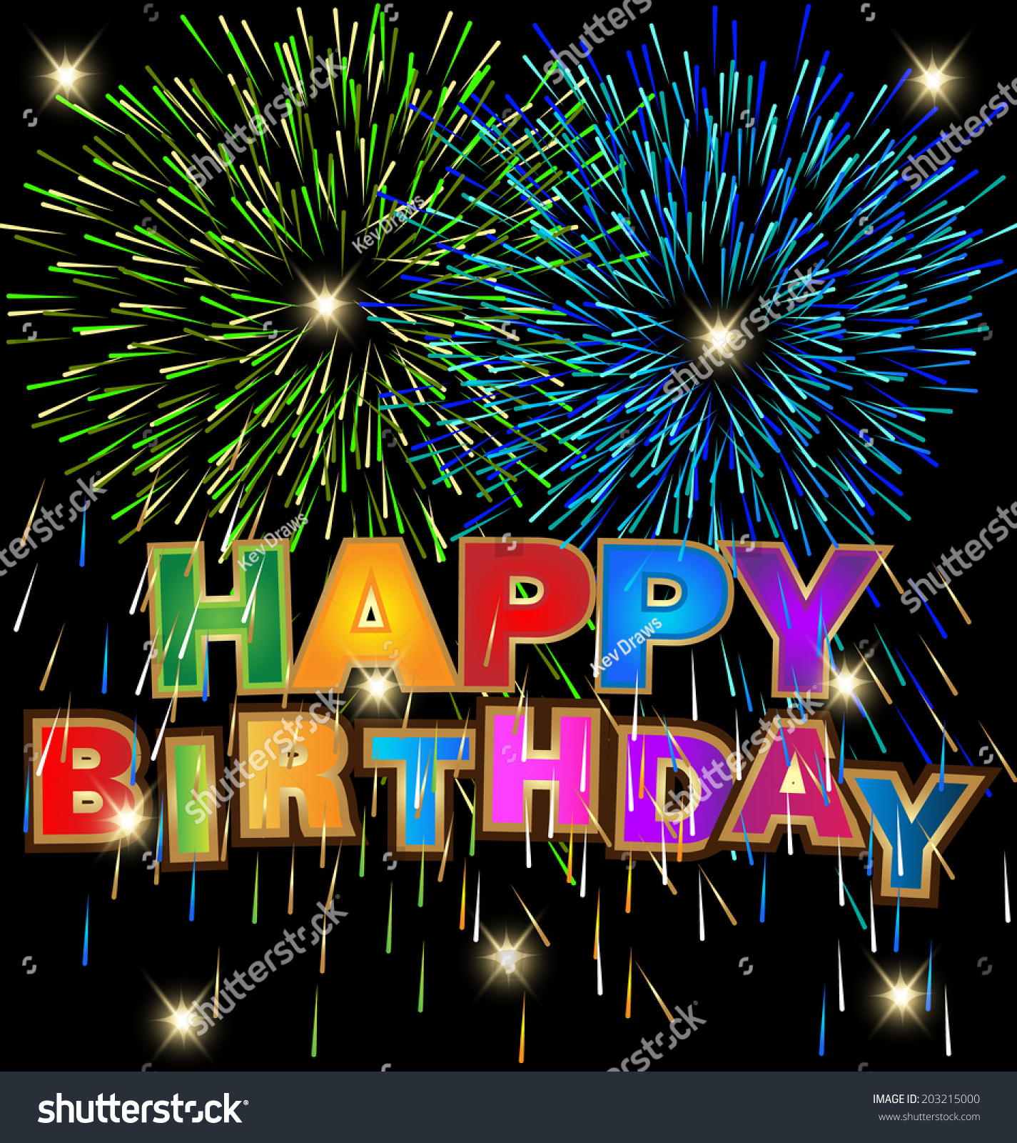 Vector Of Happy Birthday Design With Fireworks - 203215000 : Shutterstock