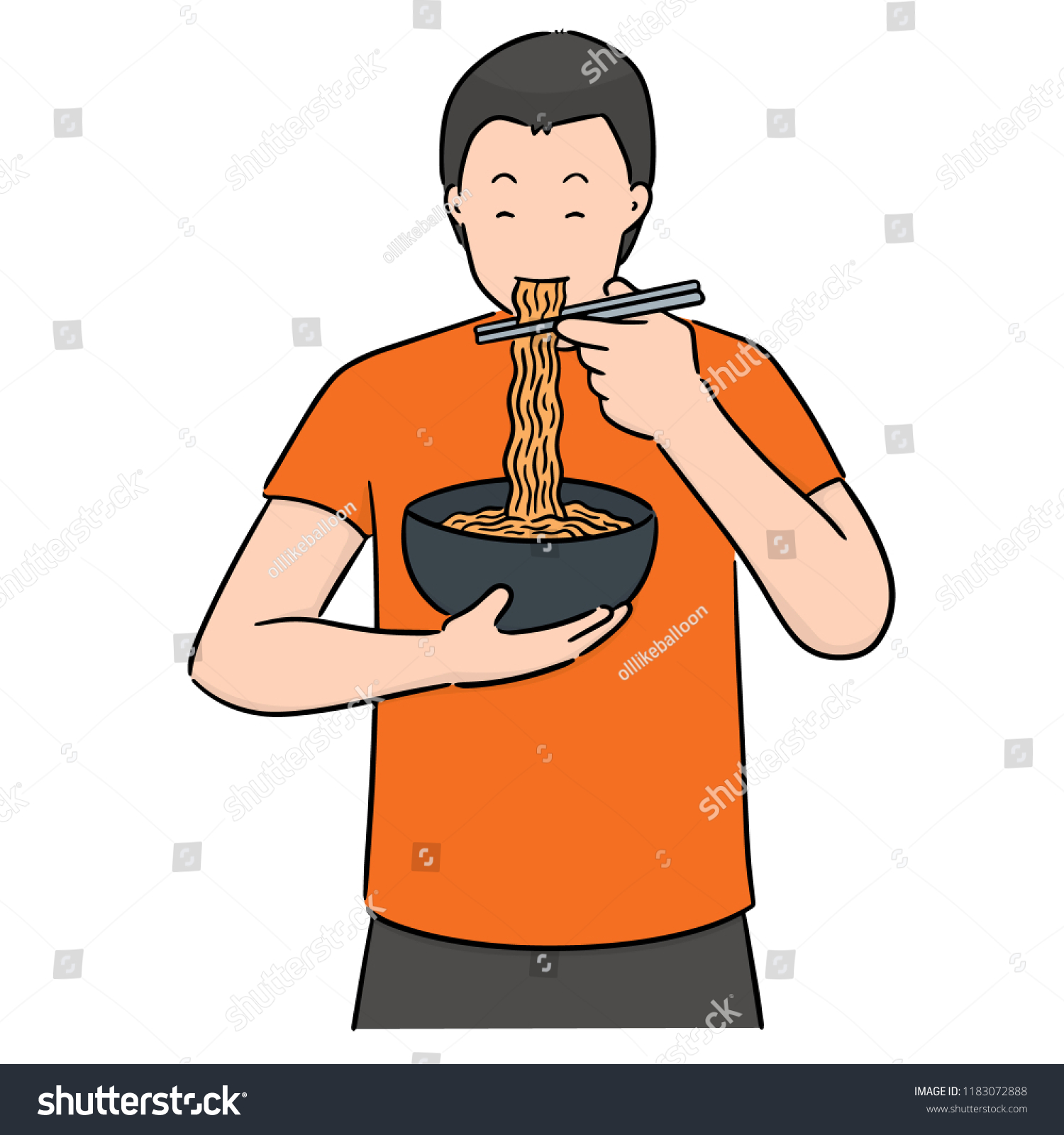 Vector Man Eat Noodle Stock Vector (Royalty Free) 1183072888 | Shutterstock