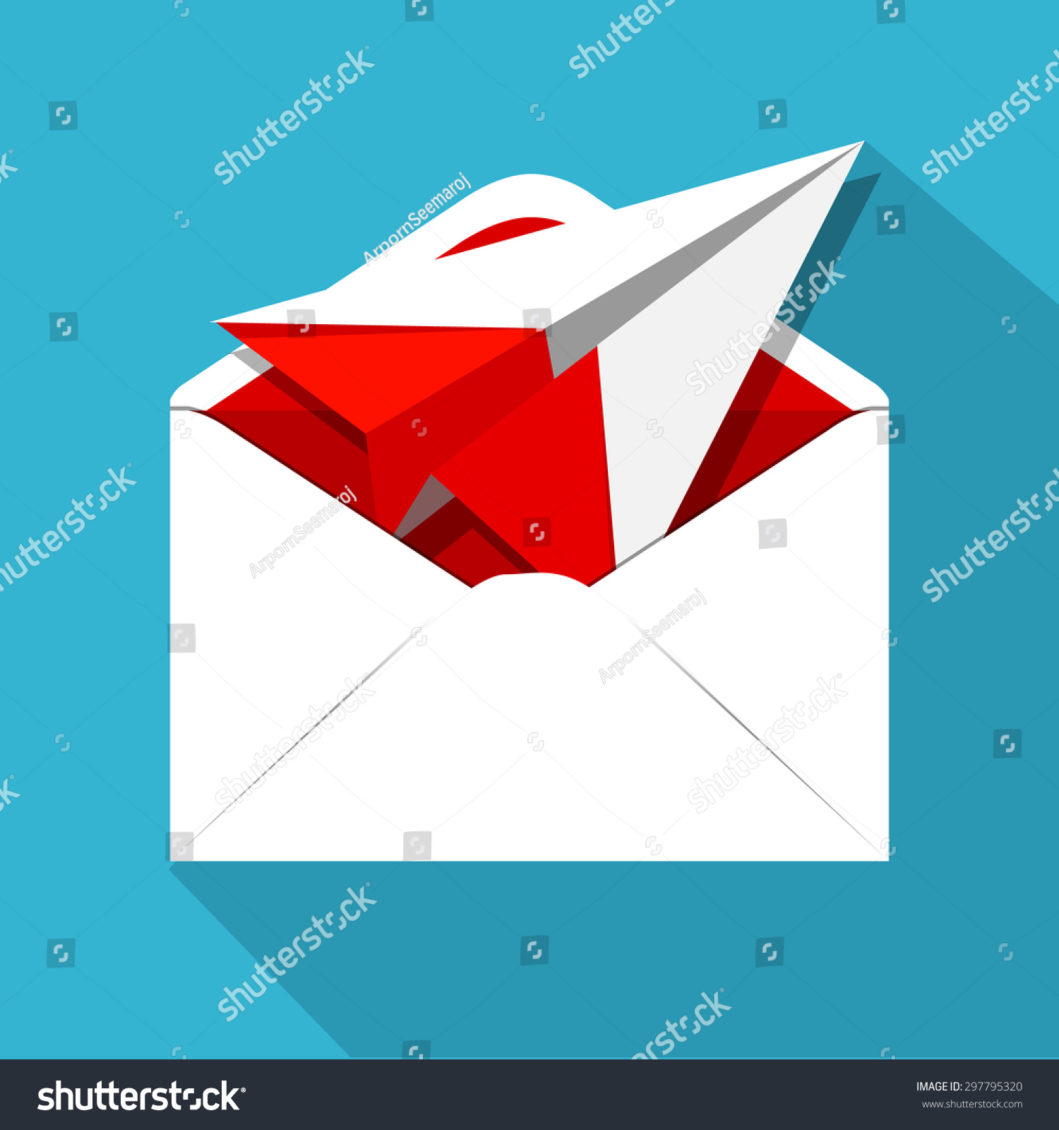 Vector Message Envelope Paper Airplane Message Stock Vector (Royalty ...