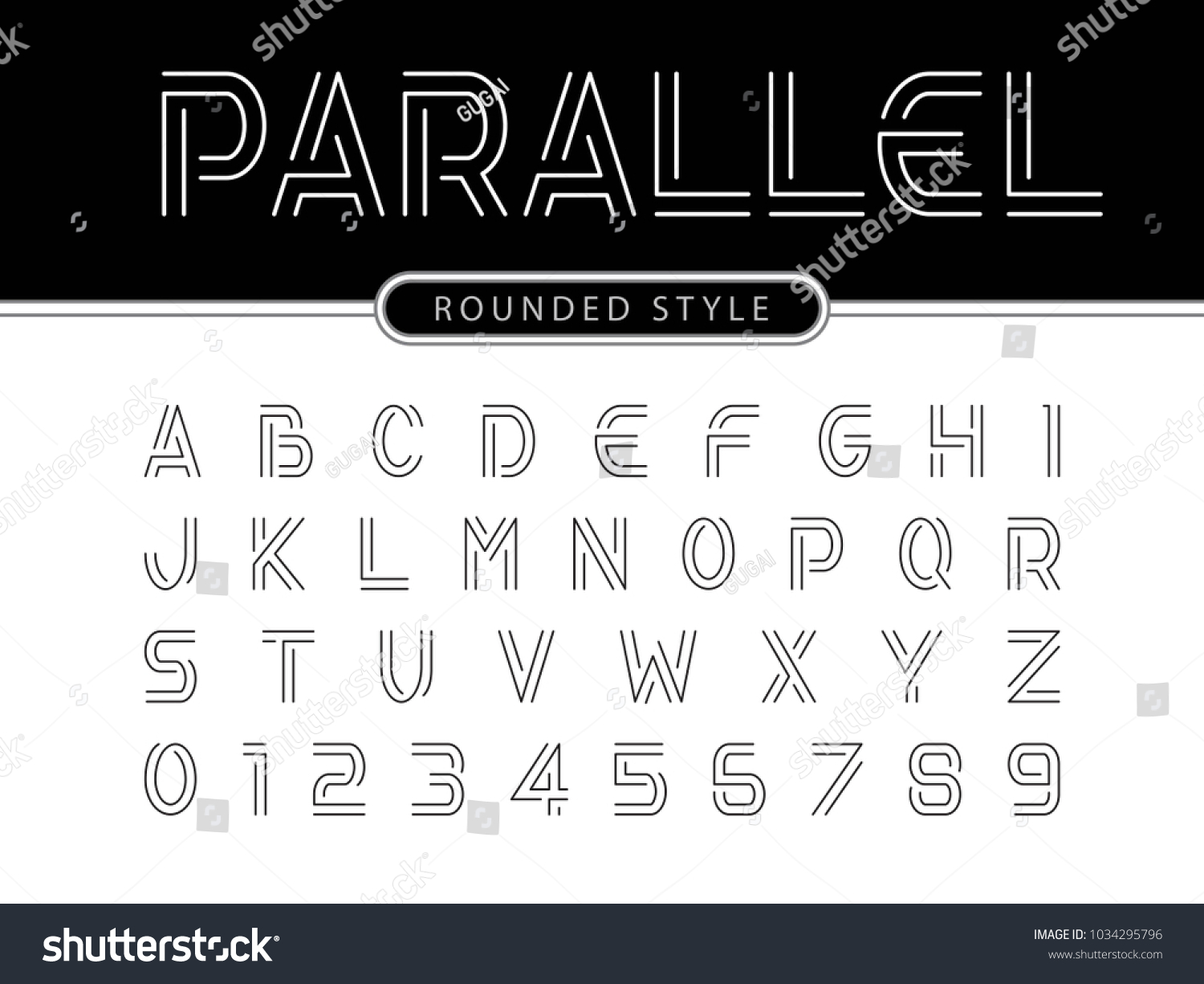 Vector Modern Alphabet Letters Numbers Parallel Stock Vector Royalty Free 1034295796