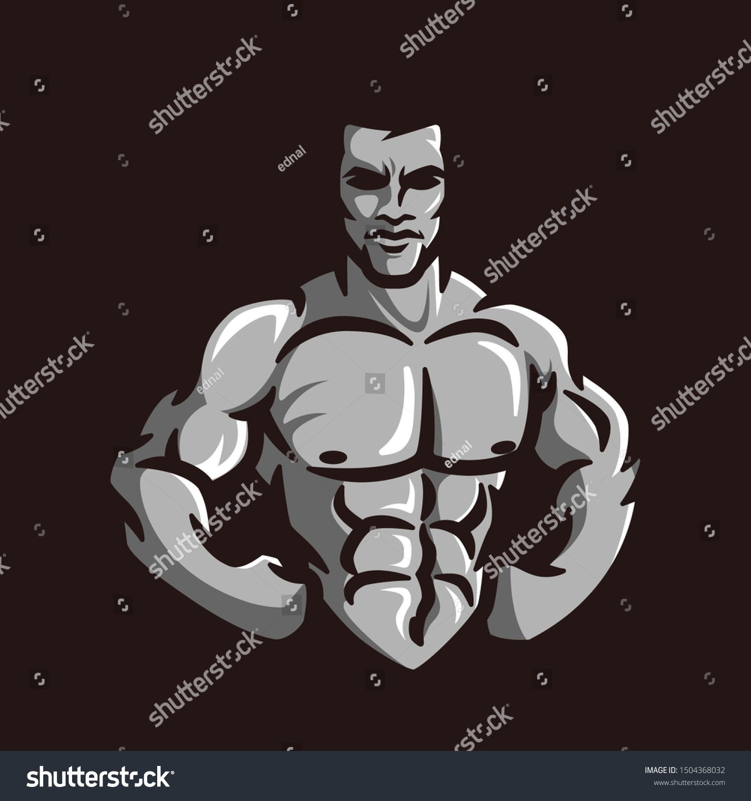 Vector Muscle Man Flexing Show His Stock Vector (Royalty Free) 1504368032