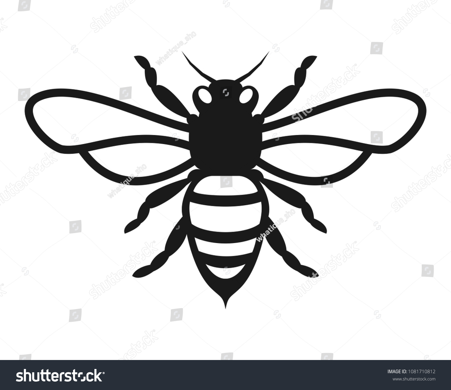 Vector Real Bee Design Black White Stock Vector (Royalty Free ...