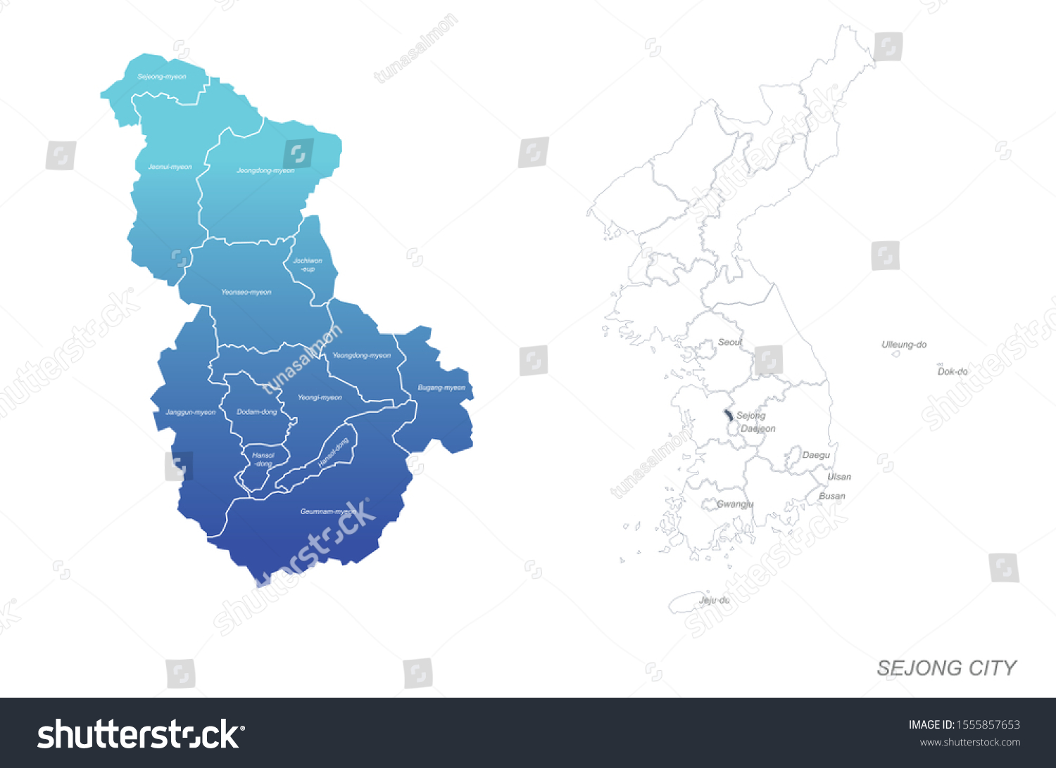 Sejong City Korea Map Vector Sejong Map South Korea City Stock Vector (Royalty Free) 1555857653 |  Shutterstock