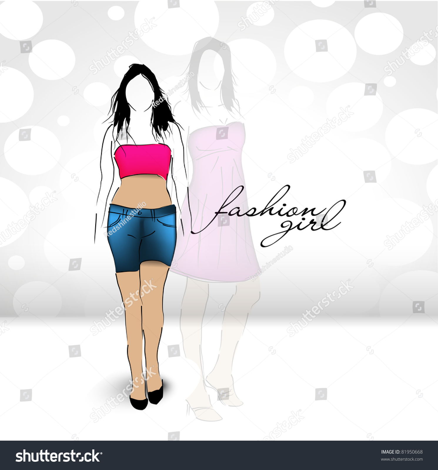 Vector Sexy Fashion Girl Sketch Illustration Stock Vector Royalty Free