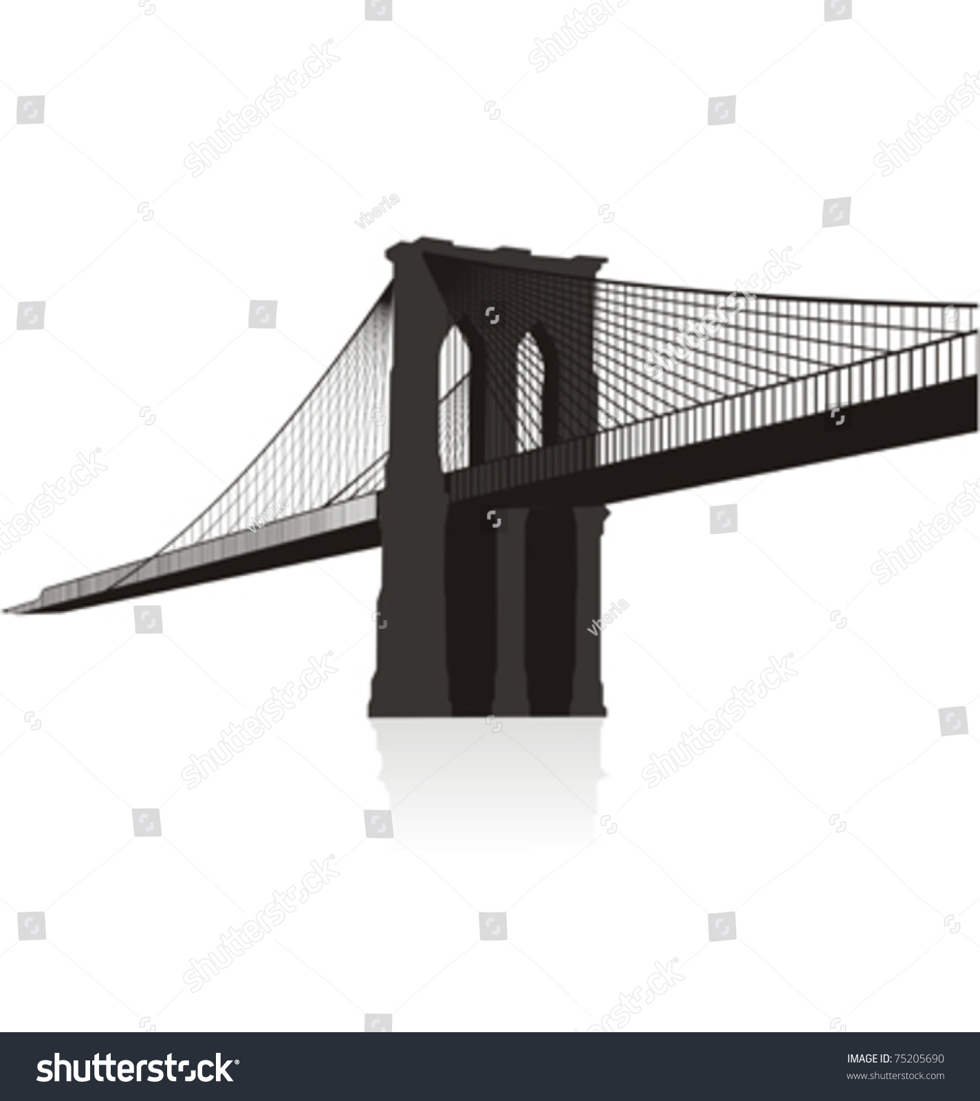 Vector Of Silhouette Pylon Of Bridge, Isolated On White - 75205690 ...