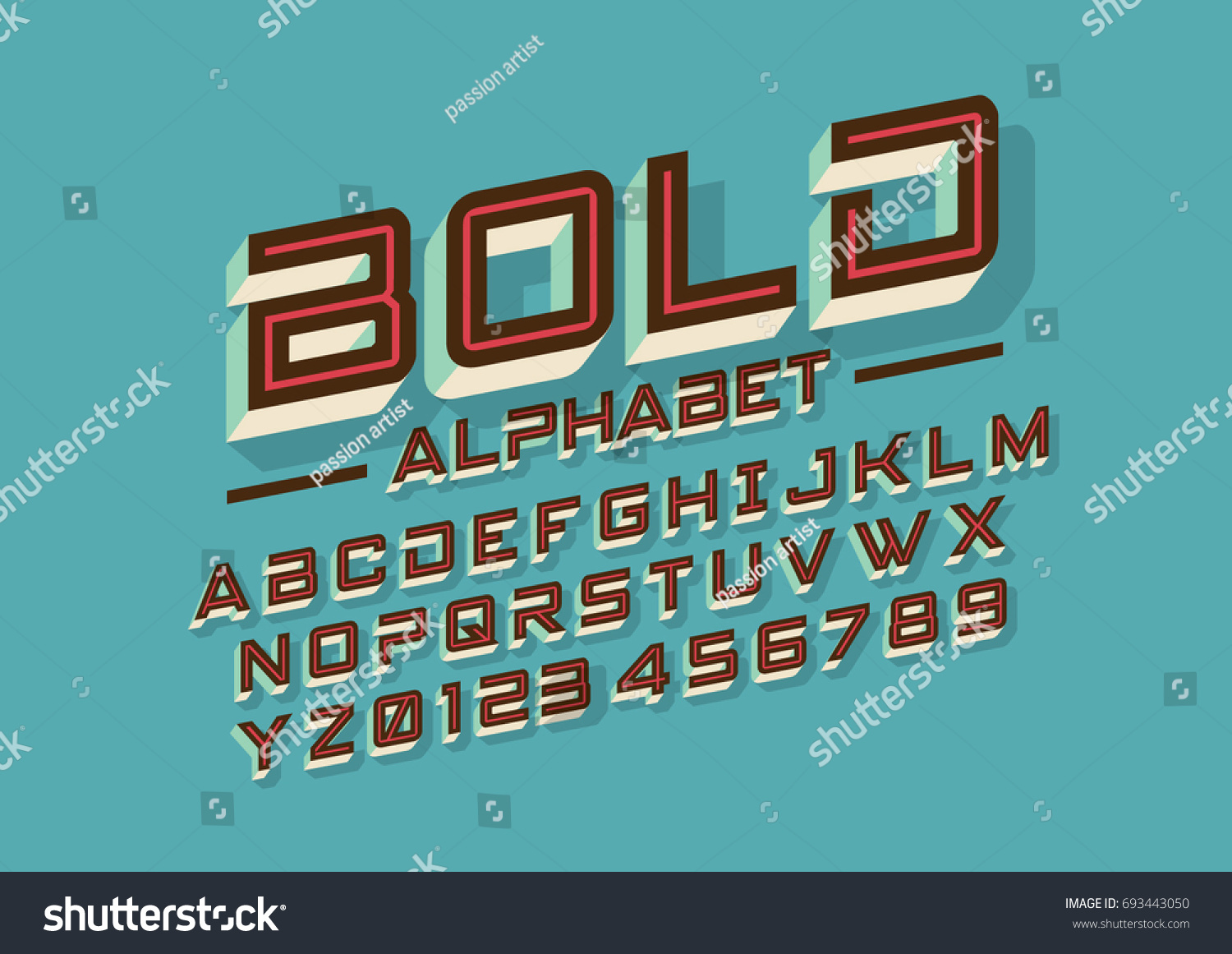 Vector Stylized Bold Font Alphabet Stock Vector Royalty Free 693443050