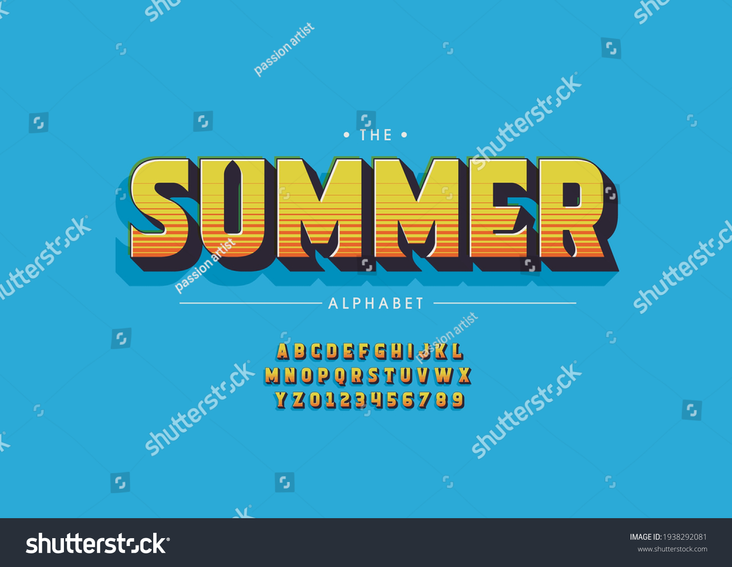 Vector Stylized Summer Alphabet Font Stock Vector (Royalty Free ...