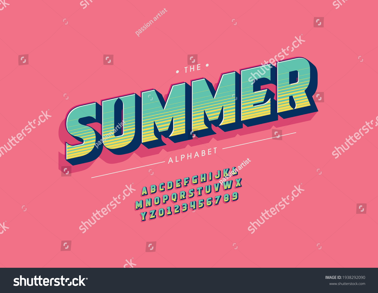 Vector Stylized Summer Alphabet Font Stock Vector (Royalty Free ...