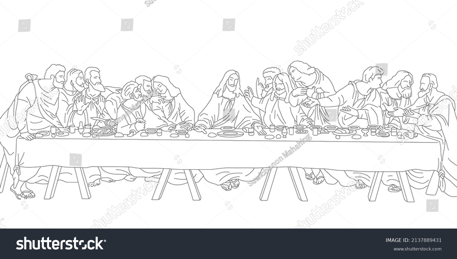 Vector Last Supper Jesus Christ Sketch Stock Vector (Royalty Free ...