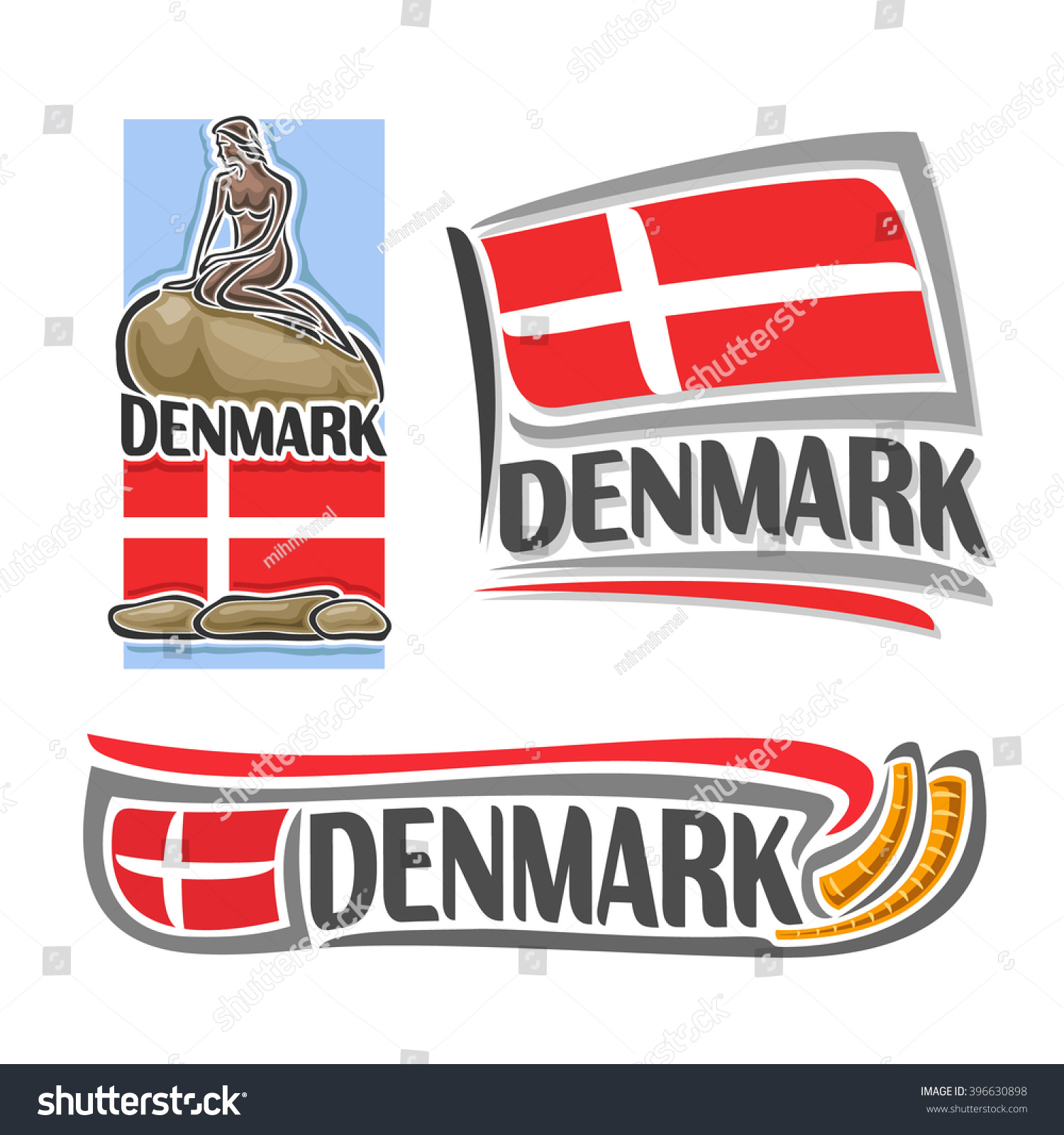 Vector Logo Denmark 3 Isolated Illustrations Stock Vector 396630898 ...