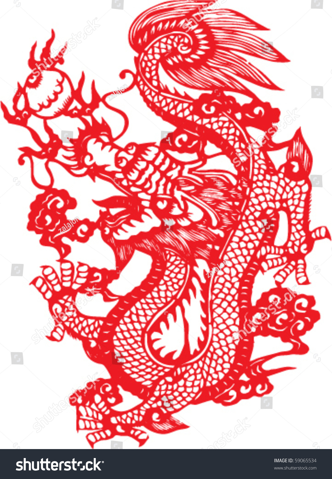 Vector Of Traditional Chinese Paper-Cut For Dragon - 59065534 ...